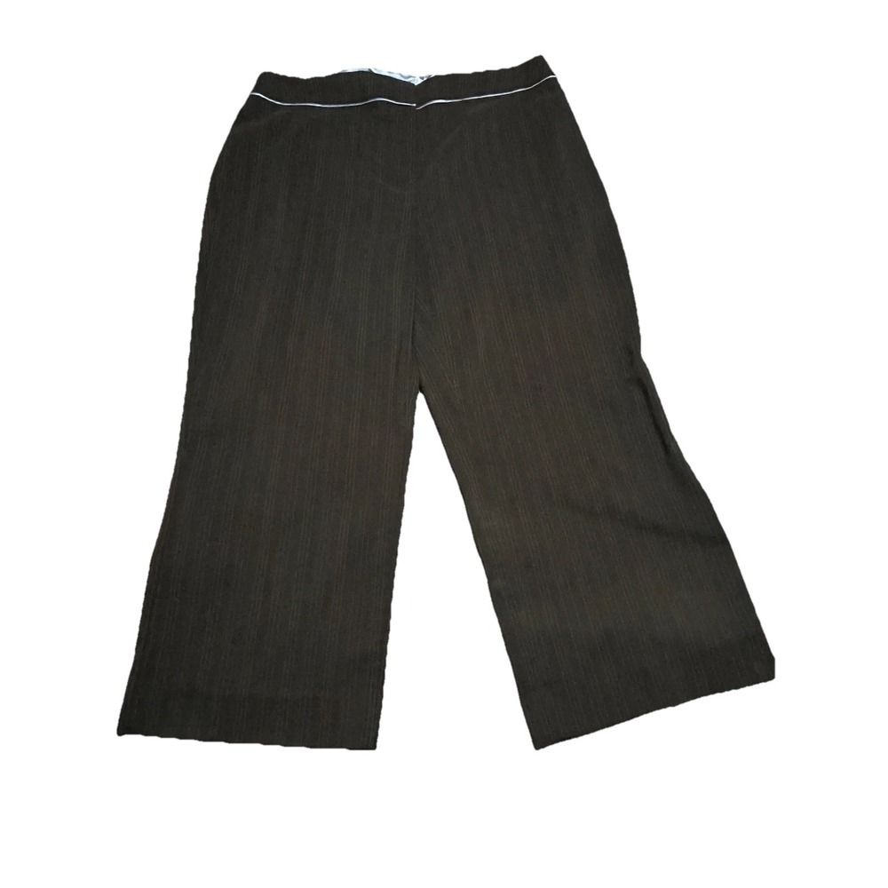Cato Woman 20W Black with Blue Pinstripe Dress Pants Slacks Zip And Hook Closure